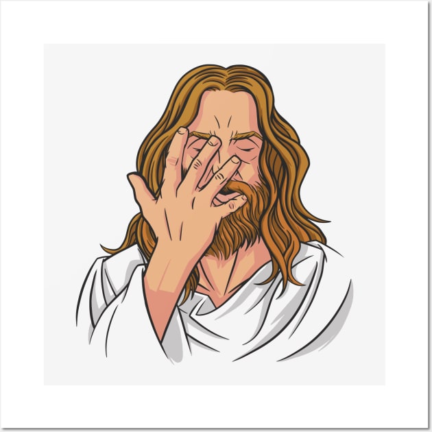 Frustrated Jesus // Funny Jesus Illustration Wall Art by SLAG_Creative